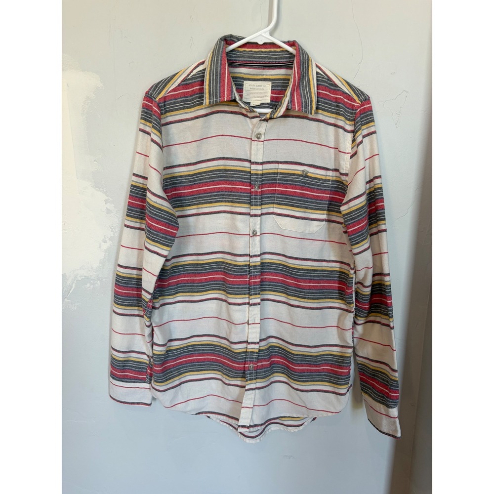 Utility Supply Co Cotton On Mens Striped Flannel Shirt Red Yellow Blue M 362741